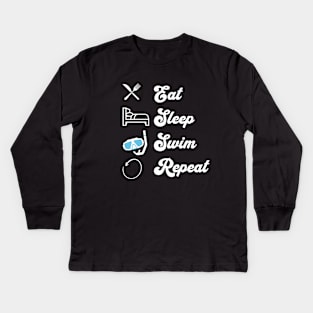 Eat, Sleep, Swim, Repeat Kids Long Sleeve T-Shirt